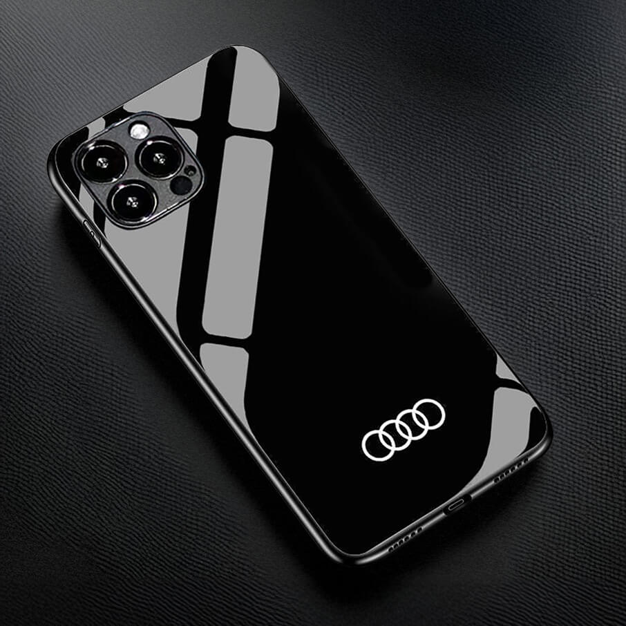 Audi Tempered Glass Phone Case - Minimalist Black
