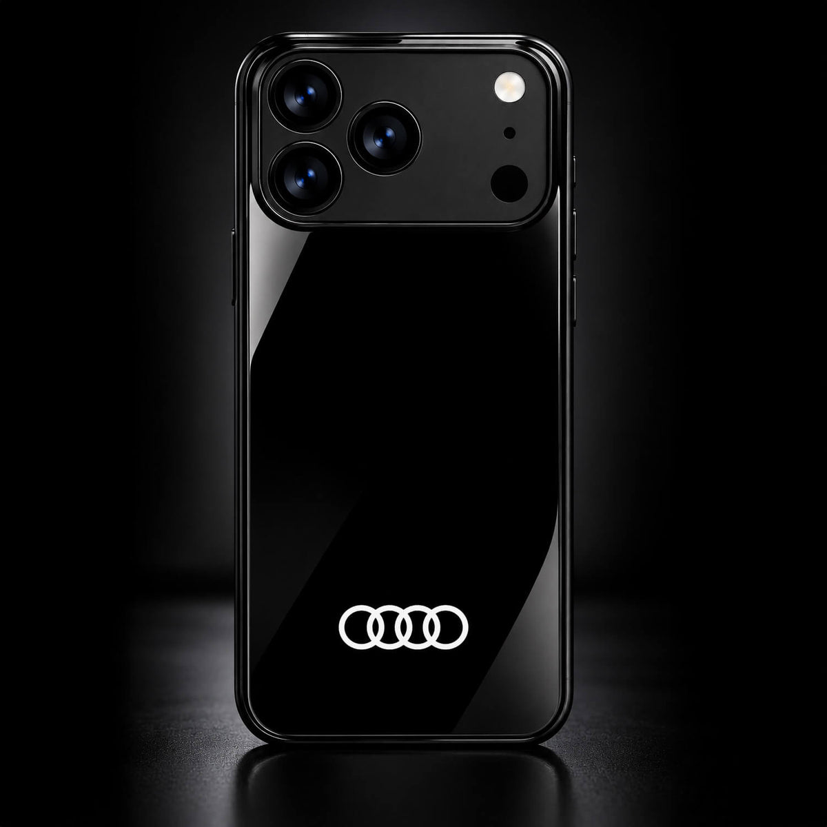 Audi Tempered Glass Phone Case - Minimalist Black