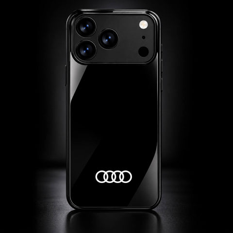 Audi Tempered Glass Phone Case - Minimalist Black