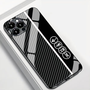 Audi Tempered Glass Carbon Style Phone Case - 1932