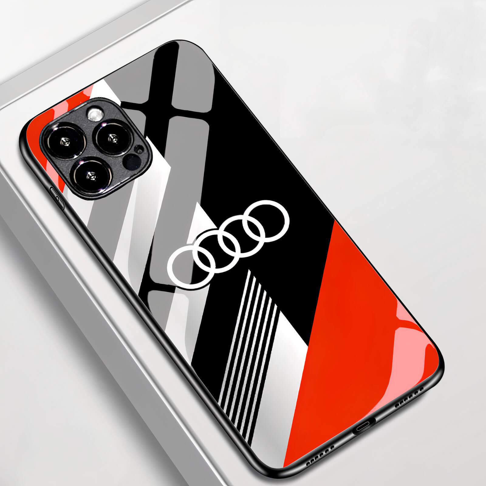 Audi Stripes Tempered-Glass Phone Case