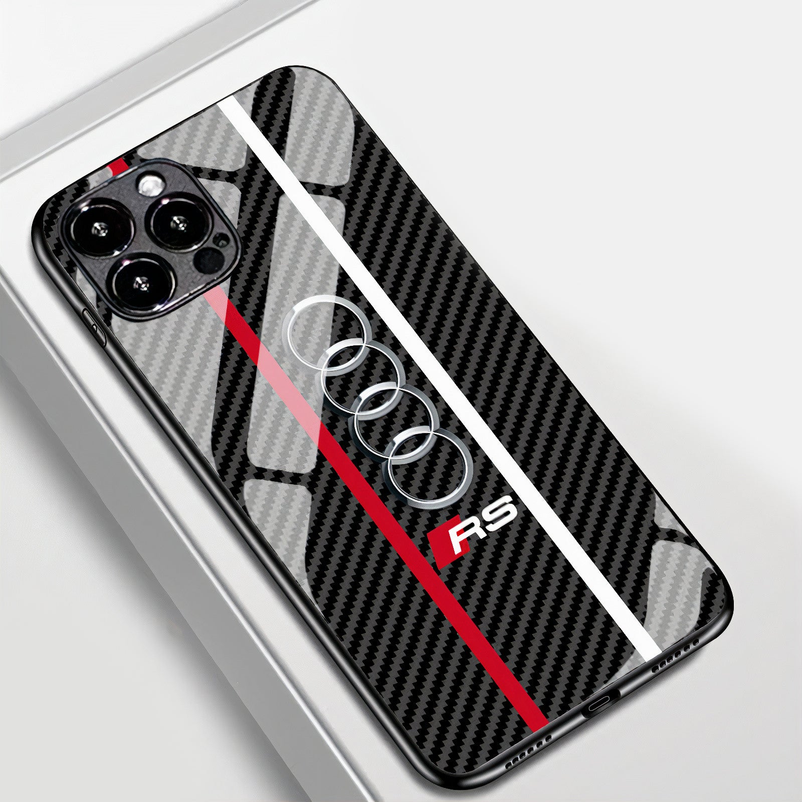 Audi Tempered-Glass Phone Case - RS Stripes