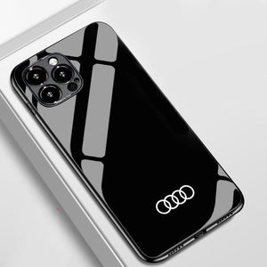 Audi Tempered Glass Phone Case - Minimalist Black